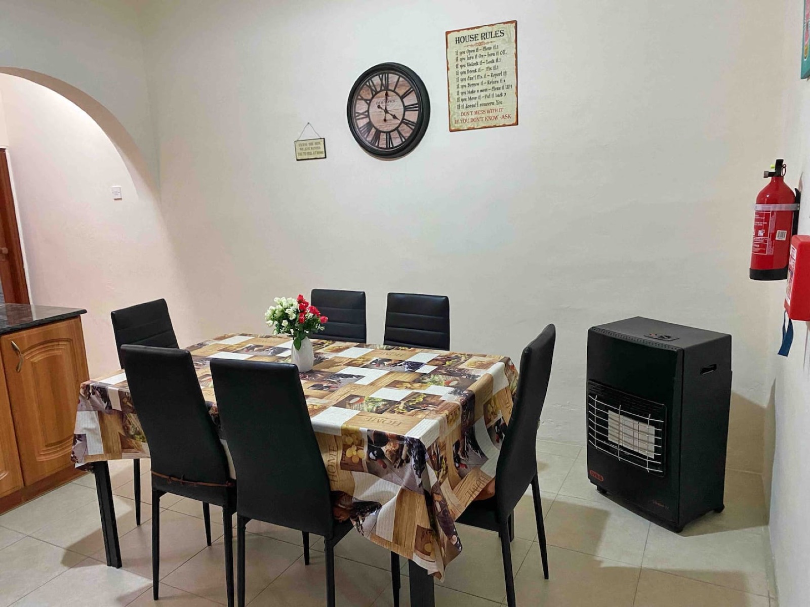 Dining table with heater for winter stays