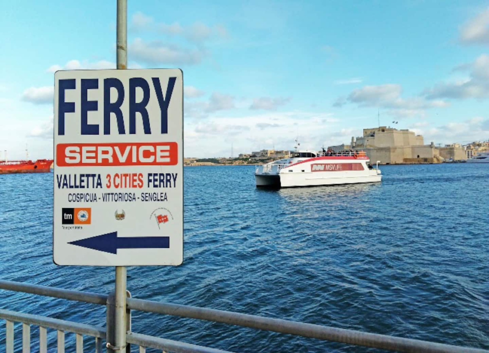 Ferry service to Valletta and the Three Cities, a 10-minute walk away